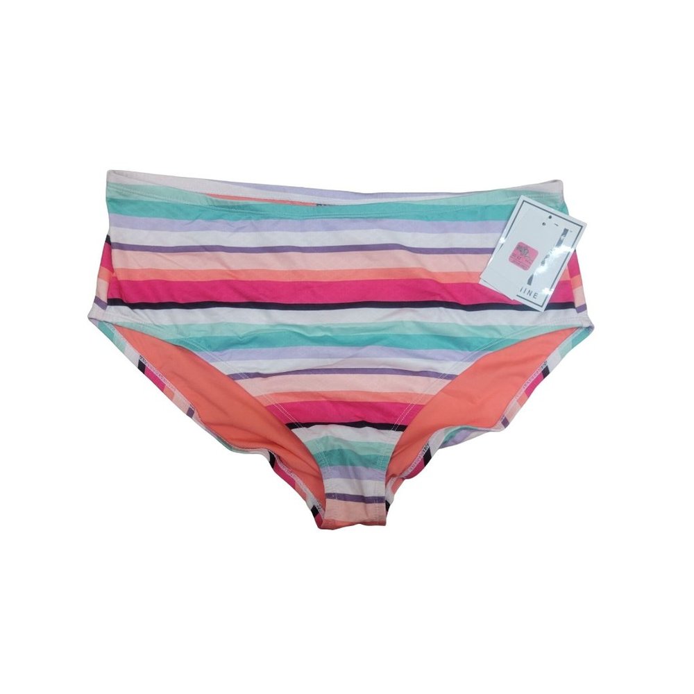 Womens Highwaist Swimsuit Bottoms California Sunshine Striped Size 2X
